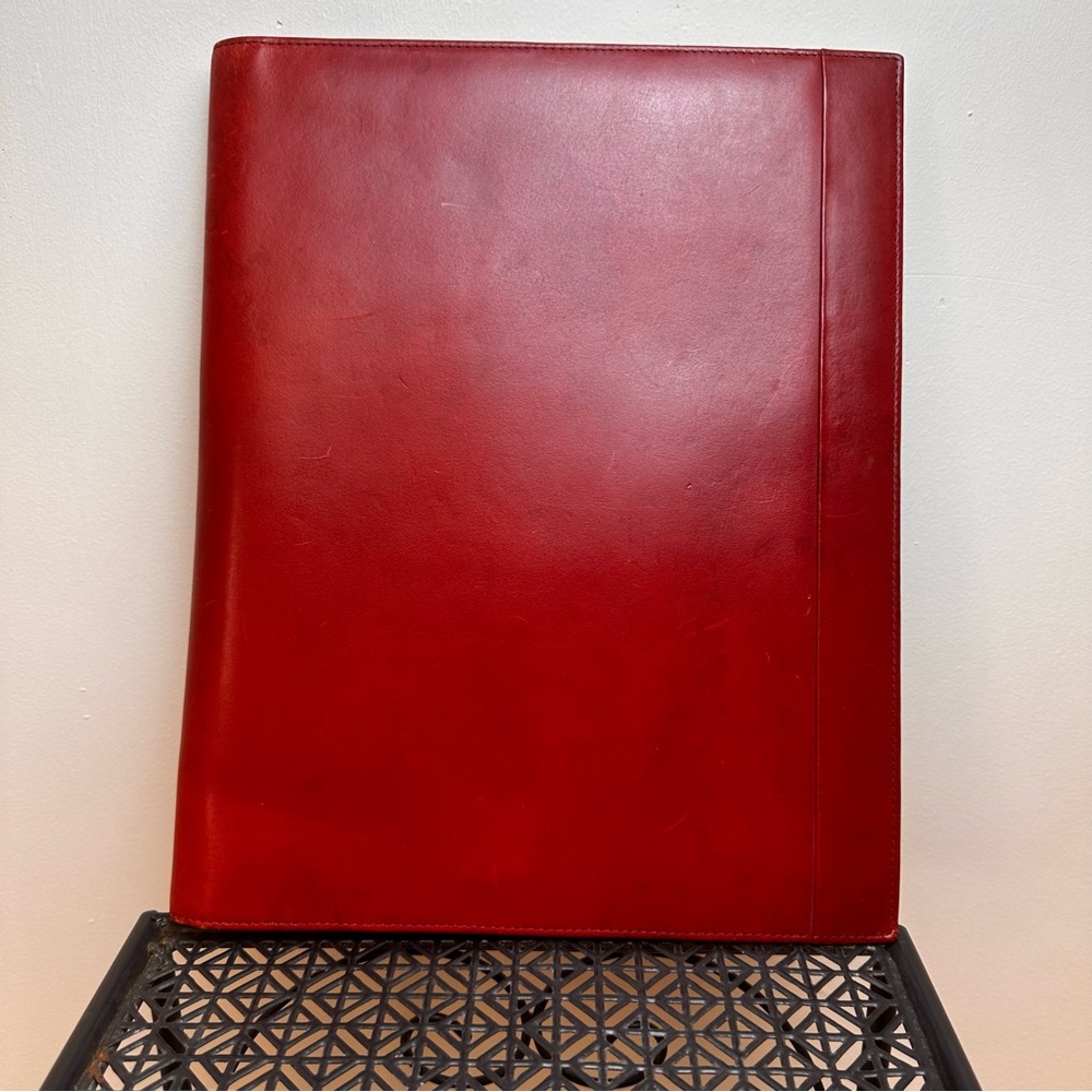 Levenger Elegant Red Leather Portfolio Notepad Full Grain